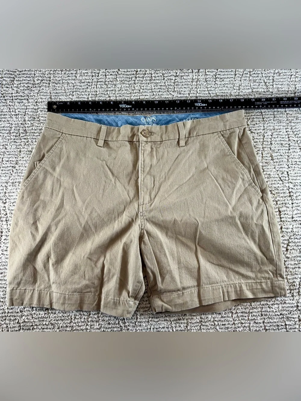 Chaps Coastal Wash Size 36 Tan Stretch Chino Shorts